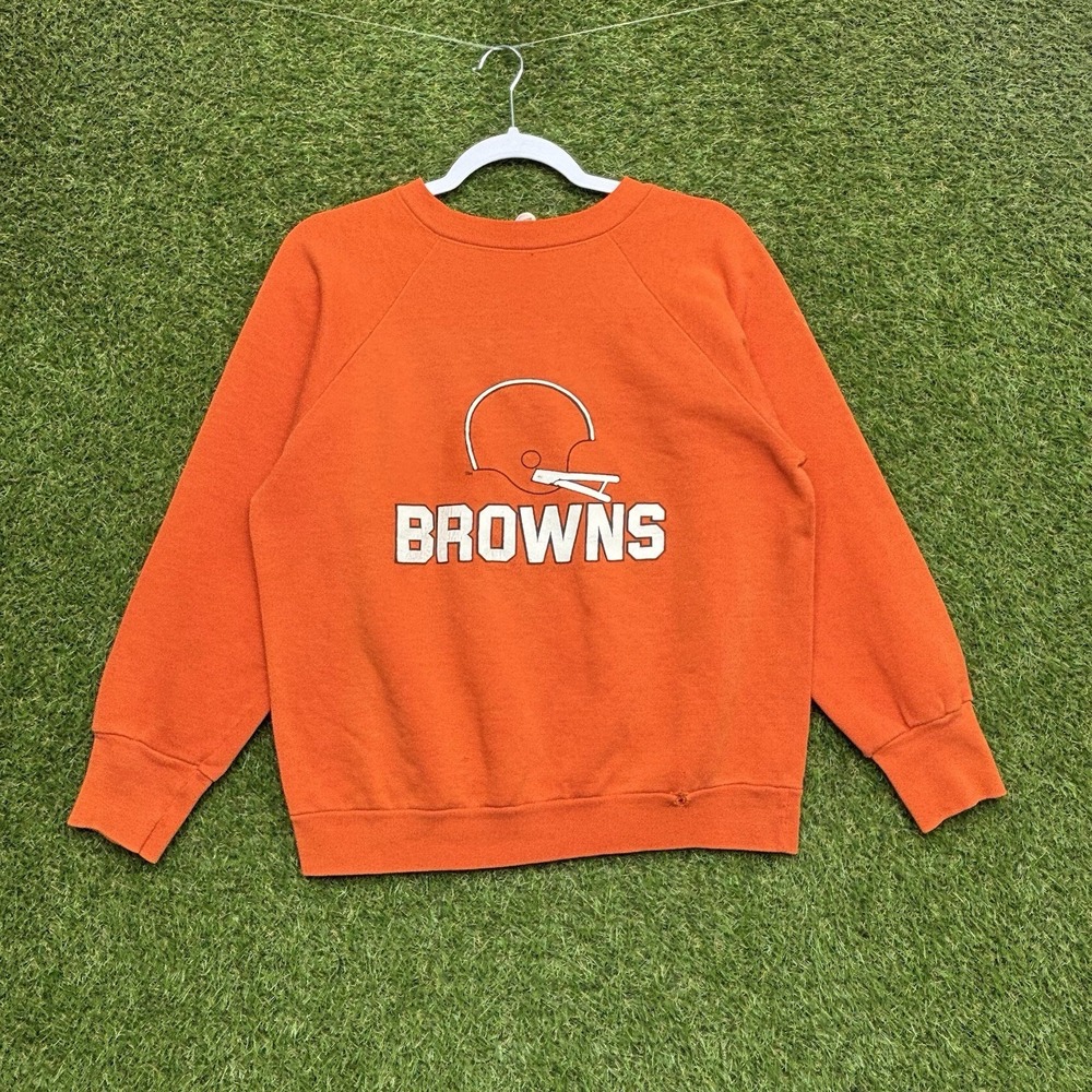 Vintage Logo 7 Cleveland Browns Sweatshirt Mens Small Fleece Lined Made in USA